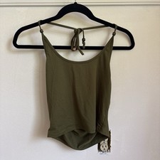 Women’s Green Solid Knit Halter Spaghetti Strap Camisole Tank Top Tunic price