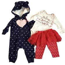 Baby Girl Clothing Lot 3M – 2 Outfits | Heart Fleece Romper & Tutu Set Baby Clothing Set price