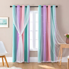 Curtains for Girls Bedroom Decor, Rainbow Blackout Curtains for Kids/Little Girl Baby Room Curtain price