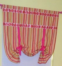 Handmade Lined Curtain Hot Pink Stripes Girls Baby Room Balloon Shade Ties Baby Room Curtain price