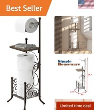 Bathroom Toilet Paper Holder Stand with Shelf Bronze Free Standing Storage Toilet Paper Holder price