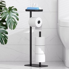 Kitsure Free Standing Toilet Paper Holder Stand w Shelf for 4 Rolls Black Toilet Paper Holder price