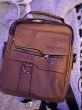 WEIXIER Brown Solid Crossbody Bag for Men, Shoulder Strap, Zip Closure Men''s Handbag price