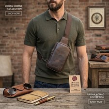 Leather Crossbody Sling Bag Men Adjustable Shoulder Travel Chest Backpack Men''s Handbag price