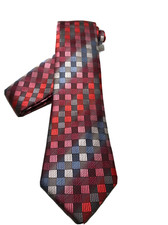 Men's Brand Q Microfiber Tie Necktie & Pocket Square Red Gray Tones Checkered Tie Set price
