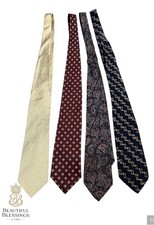4pc Men's Necktie Lot 100% Silk Woven Pointed Paisley Multicolor Handmade Tie Set price