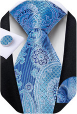 Mens Tie Set Silk Solid Paisley Necktie and Pocket Square Cufflinks Classic Form Tie Set price