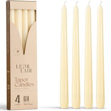 Leor & Lair Taper Candles - 4 Pack - 10" Tall Candlesticks, Unscented, 6+ Hours Decorative Candle price