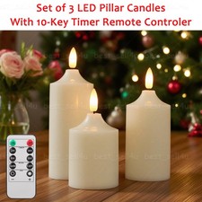 Set of 3 Flickering Flameless LED Candles with Timer Remote Battery Operated Decorative Candle price