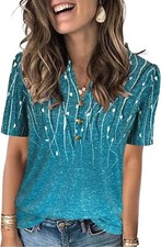 Short Sleeve Womens Casual Shirt Loose Fit V Neck Summer Top Soft Breathable Women's Shirt price