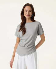 OGL Cotton Lyocell Boatneck Angled Summer Tee, All Size, New Women's Shirt price