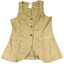 A New Day Womens Tan Cotton Blend Button Front Tailored Vest Size L NWT Women's Vest price