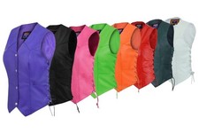 Womens Biker Classic Genuine Cowhide Leather Motorcycle Vest Side Lace Women's Vest price
