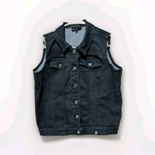 SOURPUSS women's Black Button-Front Collared Vest Point Collar Size XXL Women's Vest price