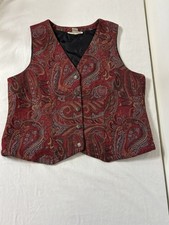 Serengeti Vest Women’s XL Red Paisley Tapestry Brocade Button Front Vintage Women's Vest price