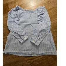 Carters Girls Blue White Striped Ruffle Long Sleeve Blouse Top 18M Girls' Blouse price