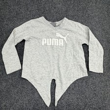 Puma Girls Long Sleeve Tie-Front Top Gray Girls' Blouse price