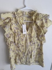 Brand new We're All Pretty Girls Vivi Floral Top Blouse Yellow Medium $78 retail Girls' Blouse price