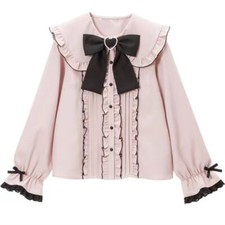 Japanese Sweet Girls Tops Ruffle Bow Blouse Lolita JK Uniform Cute School Shirts Girls' Blouse price
