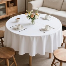70 Inch Round White Tablecloth Stain & Wrinkle Resistant Washable Polyester Tablecloth price