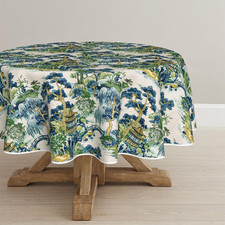 Decorativear Tablecloth 90×90 Inch Round, Seasonal House Trees Vintage Style Mou Tablecloth price