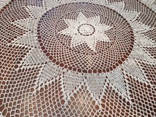 Round Handmade Crochet Lace Tablecloth  COLOR BEIGE 100 % COTTON - Tablecloth price