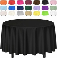 2 Pack Black Tablecloth Round 84 x 84 Plastic Table Cover Waterproof Black Table Tablecloth price