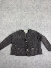 Aran Crafts Sweater Kids M Gray Cable Knit Cardigan Merino Wool Jewel Buttons Boys' Sweater & Cardigan & Knitwear price