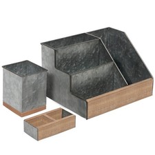3 Piece Galvanized Metal Desk Organizer Set - Rustic Organizer For Desktop - ... Office Set price