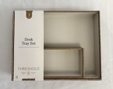 Threshold Desk Tray Set 2 Piece Woven Style Organizer Home Office Beige Office Set price