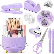SKYDUE Purple Office Supplies Set, Purple Office Desk Accessories 10PCS, Pencil Office Set price
