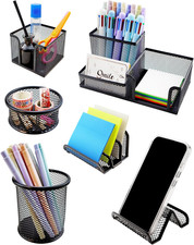 Desk Organizer Set, 6 Piece Mesh Office Accessories, Pen Holder, Phone Stand Office Set price