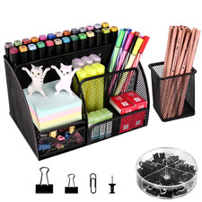 6 Compartment Mesh Desk Organizer Drawer Pen Holder Office School Supply Set Office Set price