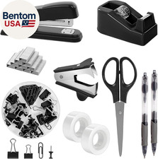 Black Office Supplies Set, Black Desk Accessories, Stapler, Tape Dispenser, Scis Office Set price