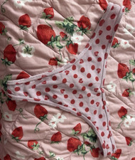 PINK Women’s Thong/String Panties L Pink White Red Polka Dot Heart Cotton Thong, String price