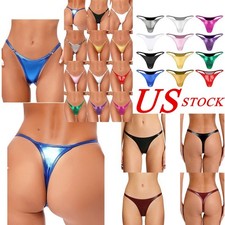 US Women G-String Thong Sexy Micro Panties Briefs Shiny T-Back Bikini Swimsuit Thong, String price