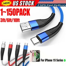 Braided USB C Type C Fast Charging Data Cable Cord for iPhone 17 16 Pro Max Lot USB Cable price