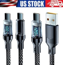 120w Super Fast USB Type-C Charging Braid IPhone 16 15 Lead with Display LOT USB Cable price