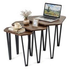 Nesting Coffee Tables Set of 3, Industrial Stacking End Table w/Rounded Corners Nesting Tables price