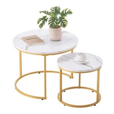 Uimoso Set of 2 Nesting Coffee Table Round 23.6" Side End Tables w/ Metal Legs Nesting Tables price