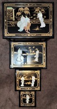 Chinese Lacquered  Mother of Pearl Decorated Set of 4  Nesting Tables Nesting Tables price