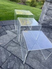 VTG Hollywood Regency Clear Lucite Nesting Tables Side or End Tables ~Set of 3 Nesting Tables price