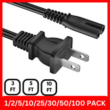 Lot AC 2 Prong Power Cord 3FT 5FT 10FT Standard 2-Slot Power Cable Replacement Power Cable price