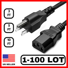 Lot of 3 Prong AC Power Cord Standard Electrical Cable Universal 3FT 5FT 10FT Power Cable price