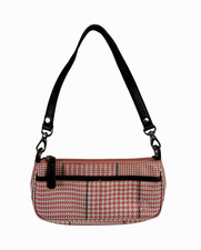 Lauren Ralph Lauren Pink Houndstooth Mini Shoulder Bag Y2K Baguette Purse LRL Women's Casual Bag price