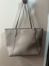 kate spade new york Gray Pebbled Tote Shoulder Bag Inner Pockets Charm Women's Casual Bag price