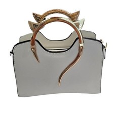 Metal Handle Square Bag Fashion White Contrast Binding. Women's Casual Bag price