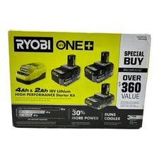 Ryobi ONE+ 18V HP Starter Kit (1) 2.0Ah & (2) 4.0Ah Batteries & Charger PSK108SB Chargers & Kits price