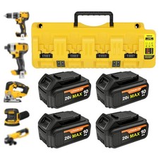 4X 20V 10Ah Battery & 4 Port Charger Kit for De walt 20 Volt Lithium Batteries Chargers & Kits price