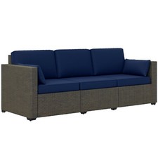 Three-Seater Outdoor Wicker Patio Furniture, Navy Blue Three-Seater Sofa price